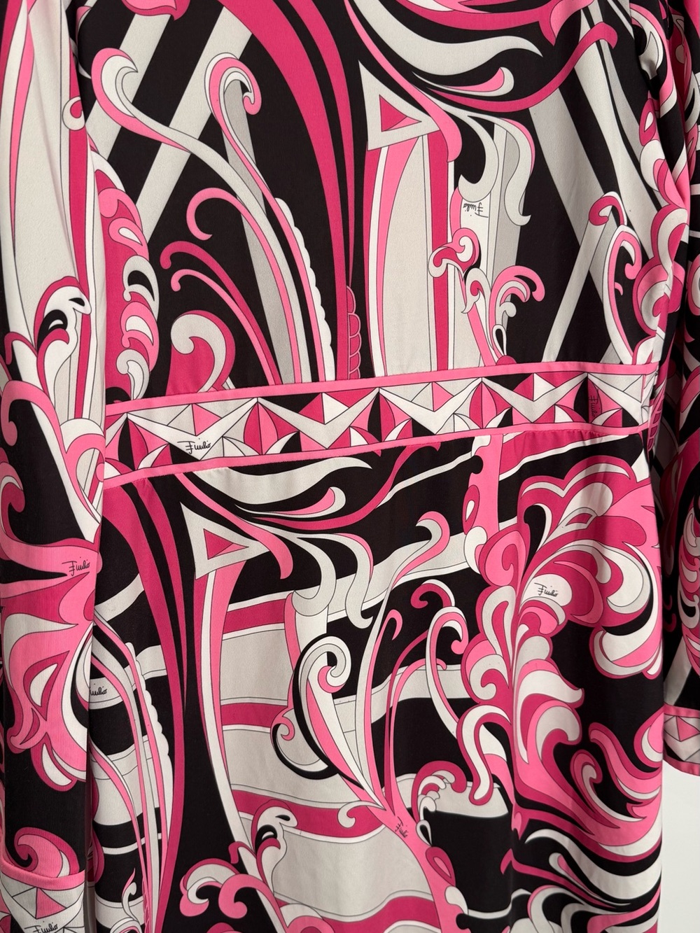 Emilio Pucci Pink Swirl V-Neck LongSleeve dress silk jersey abstract psychedelic - Picture 11 of 12